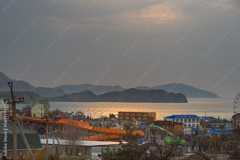 Top View of Koktebel village at morning. Crimea