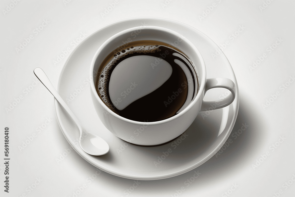 invigorating coffee in a white mug on a white background invigorating coffee in a white mug on a white background