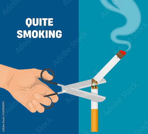 Quite smoking banner, poster vector illustration.