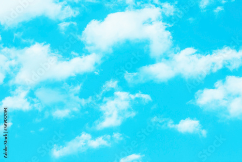 Heaven background. Cloudy sky background. Peaceful bright blue sky texture. Fluffy clouds on the sky background. Cloudscape view.