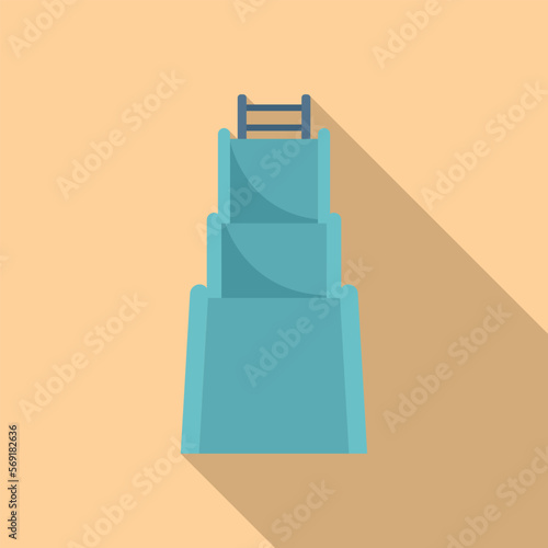 Summer slide icon flat vector. Water park. Aquatic vacation