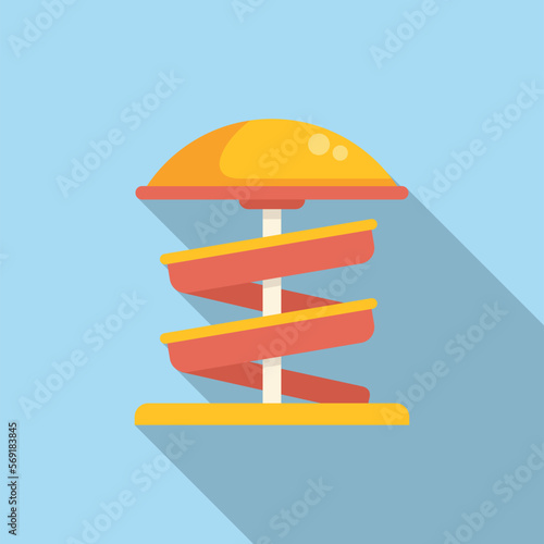 Spiral child slide icon flat vector. Water park. Family recreation