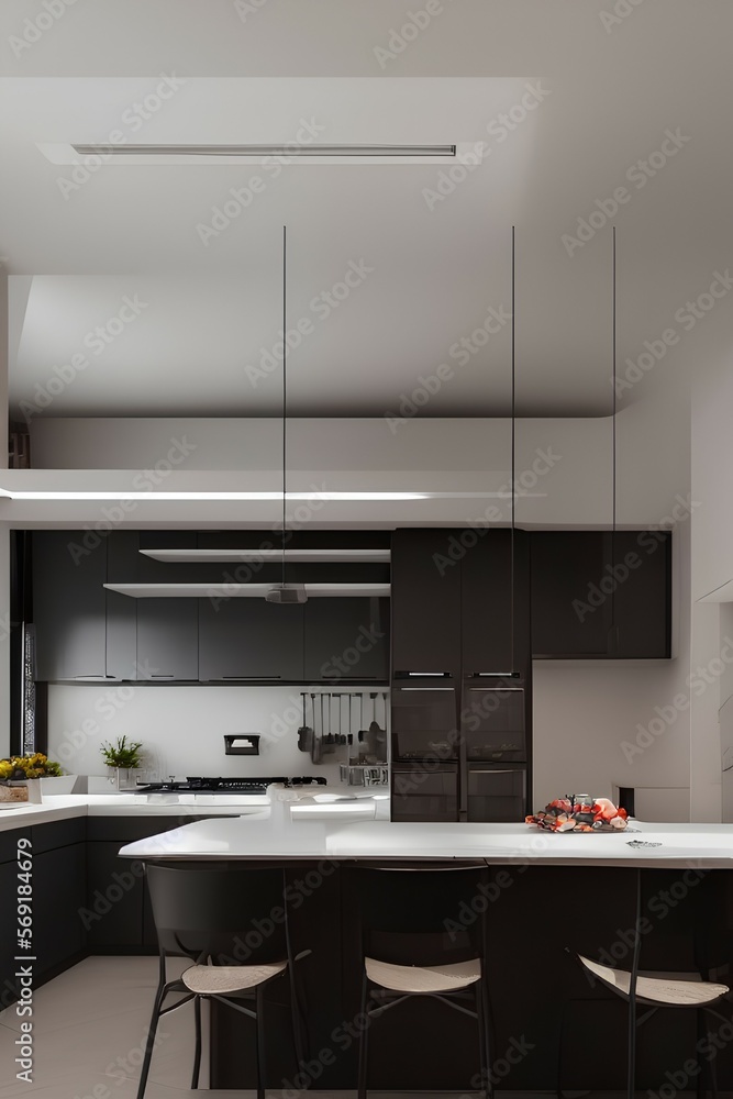 Interior of modern kitchen - generative ai Interior of modern kitchen - generative ai