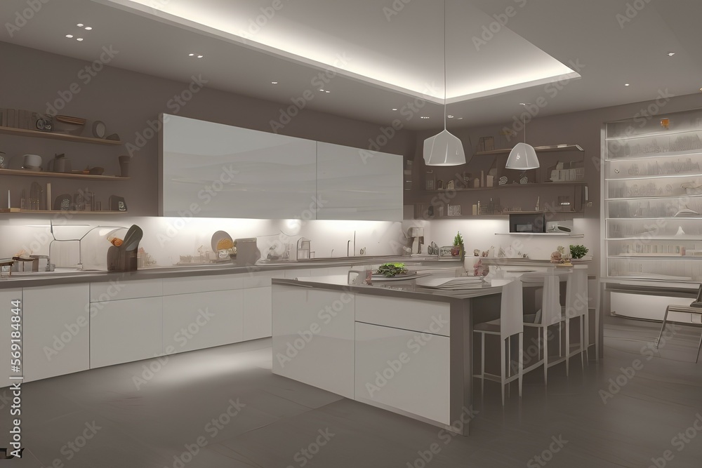 Interior of modern kitchen - generative ai Interior of modern kitchen - generative ai