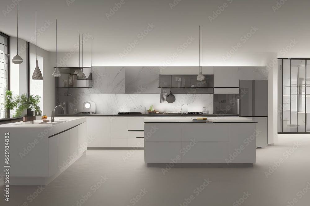 Interior of modern kitchen - generative ai Interior of modern kitchen - generative ai