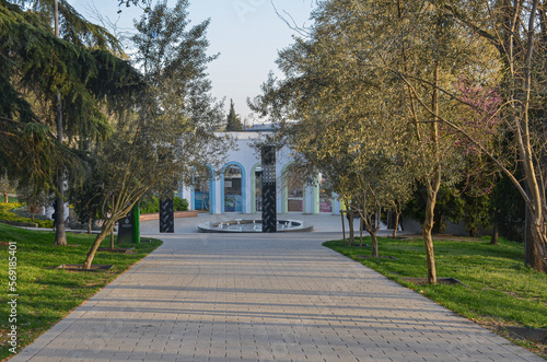 alley and fountain in Maçka Demokrasi Park (Sisli, Istanbul, Turkey)