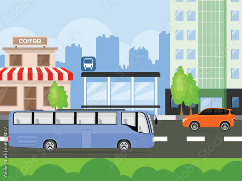 Roadside coffee shop. Coffee house. Vector graphics