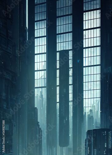 dark atmosphere style futuristic city