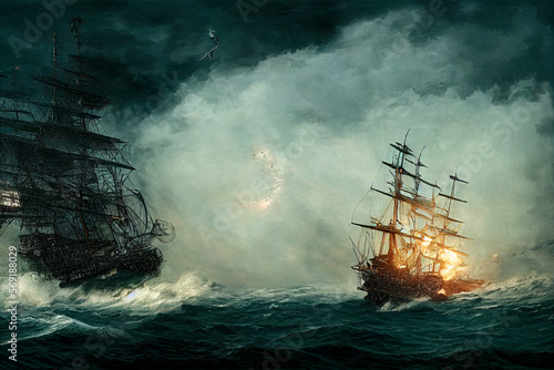 ship on the ocean storm