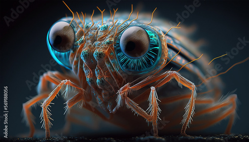 Macro close up of dragonfly isolated by rough defocused surface environment. Generative AI illustration. © mnjrstd