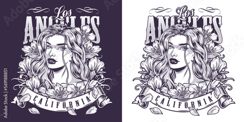 Los Angeles girl monochrome flyer