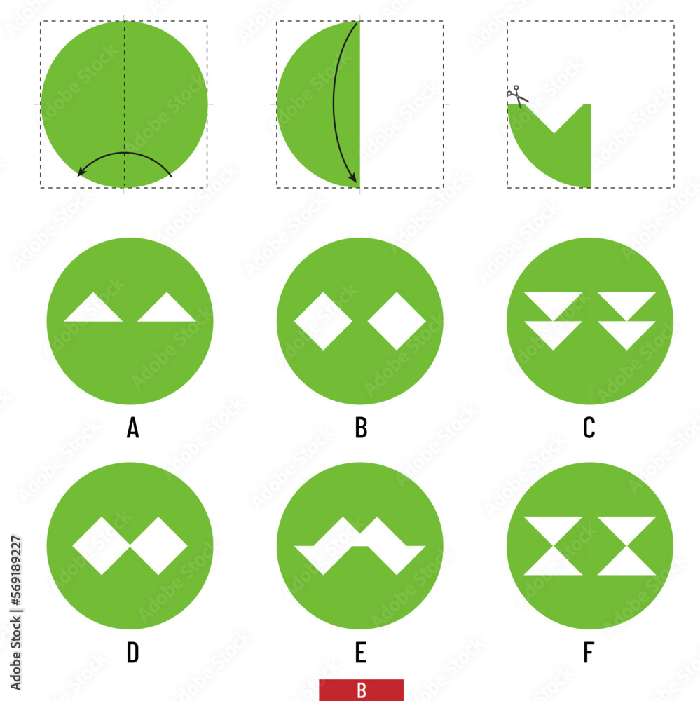 Paper Cutting Paper folding. IQ test, intelligence questions, Visual