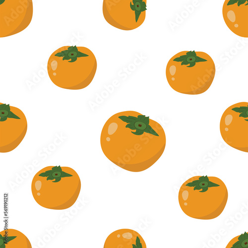 Persimmon vector seamless pattern cartoon isolated on transparent background.