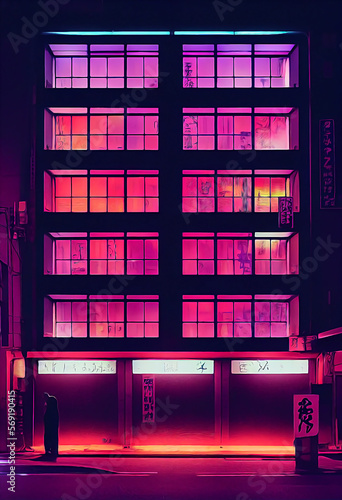 pink lights in windows night
