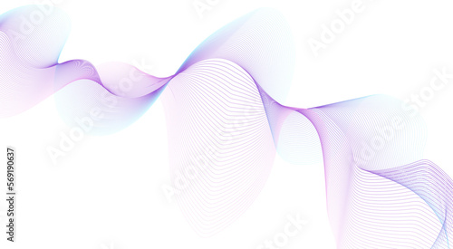 Wave line background with smooth shape. Beautiful wavy gadiant line on a white background. Horizontal banner template. Abstract futuristic template. Scientific technological wallpaper.