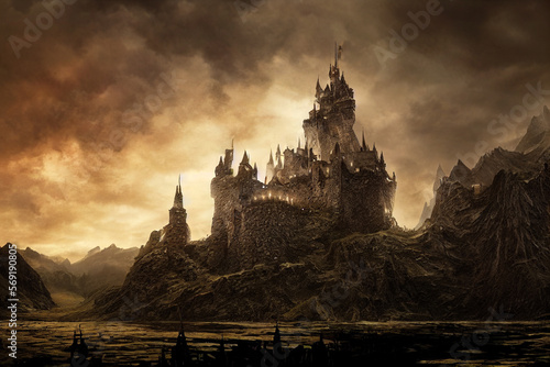 concept art fantasy lands big castle and nature