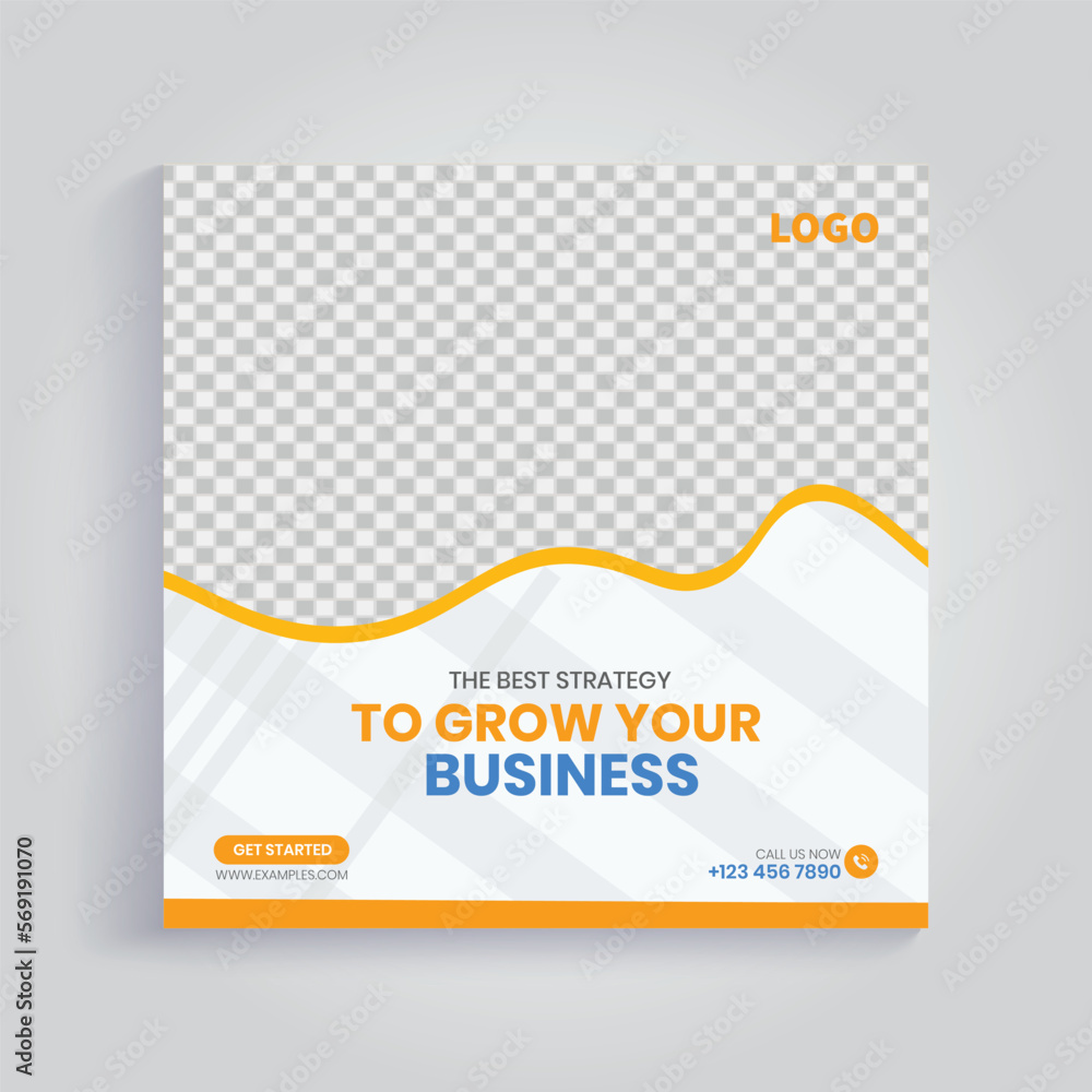 Grow your business social media post banner template design