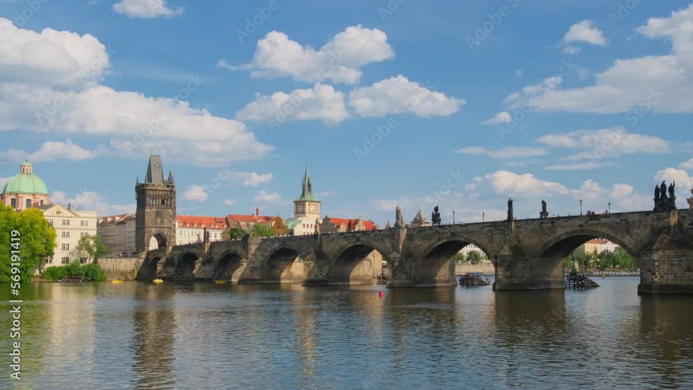 Charles Bridge at sunny day in Prague, Czech Republic. Charles Bridge at sunny day in Prague, Czech Republic.