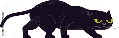 Cute domestic animal kitty flat icon Playful black cat