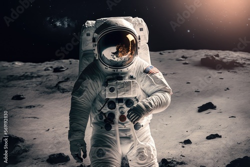 astronaut on the moon closeup made with generated ai