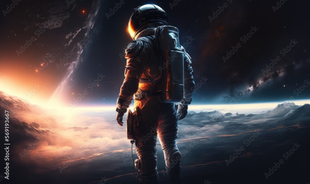 Astronaut exploring in the universe made with generated ai