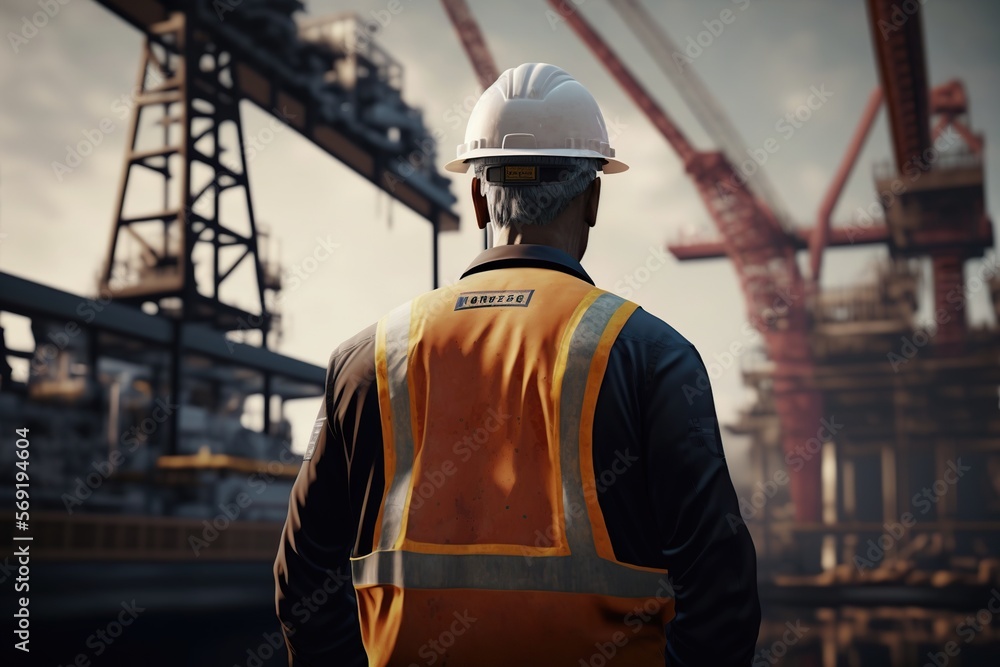 construction worker is looking at crane IA construction worker is looking at crane IA