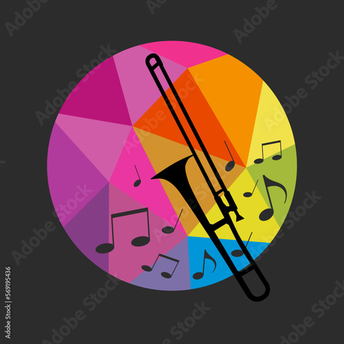 Abstract music graphic with trombone.