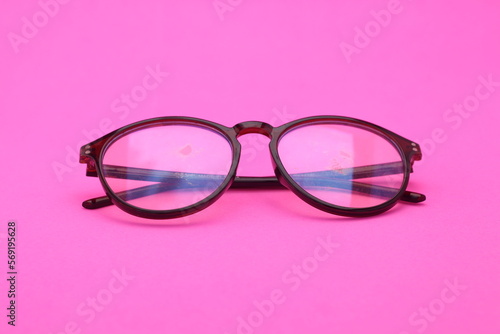  glasses isolated pink background