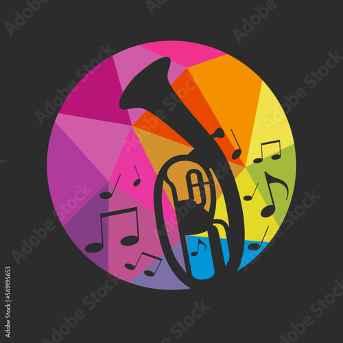 Abstract music graphic with tuba.