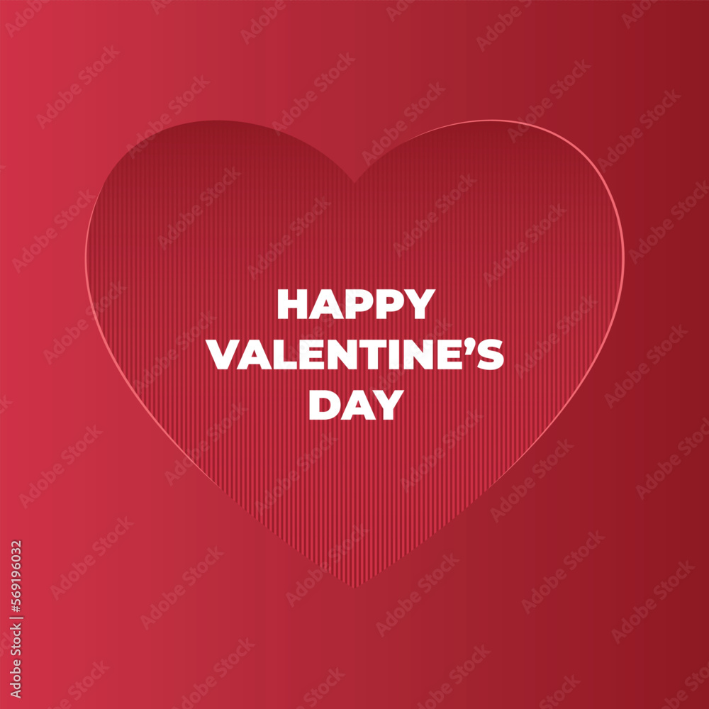 Happy valentine's day card vector with big red heart. illustration with a card with the inscription valentine's day