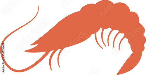 Shrimp flat icon Marine animal silhouette