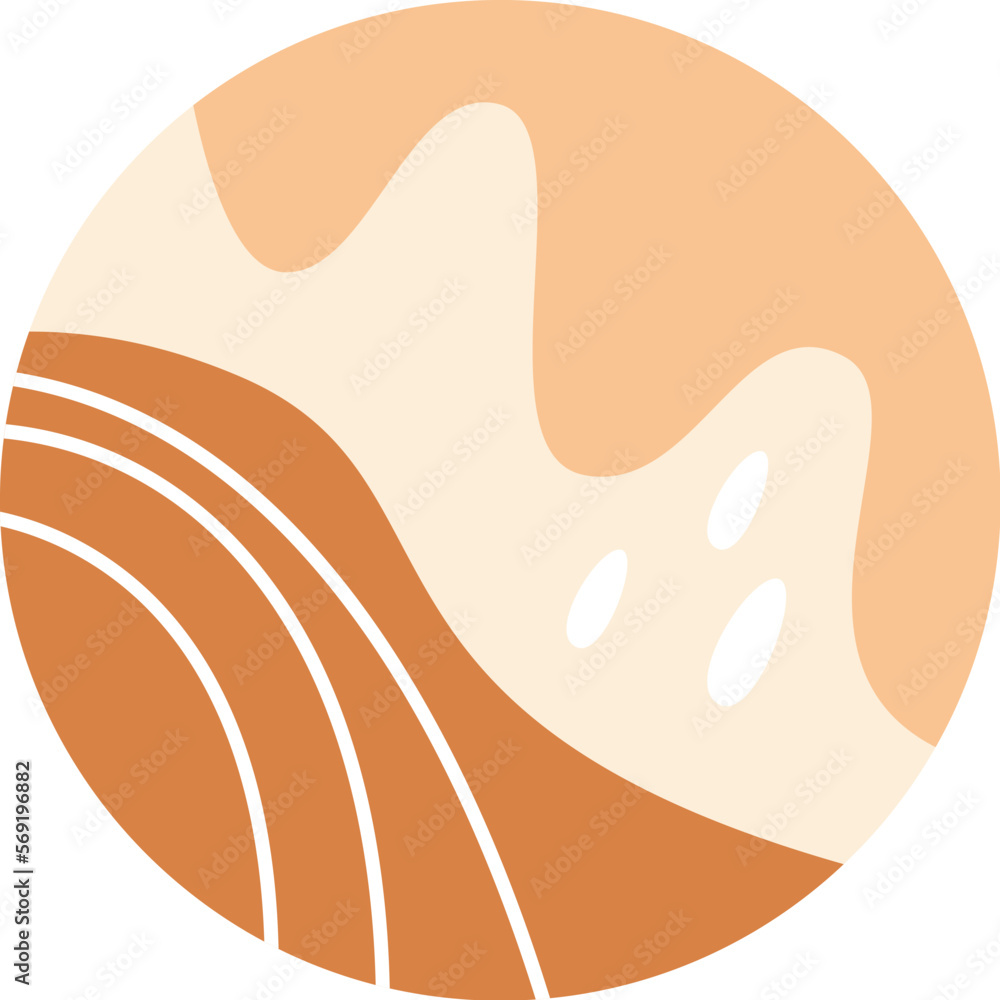 Circles with floral abstract design flat icon Circles with floral abstract design flat icon