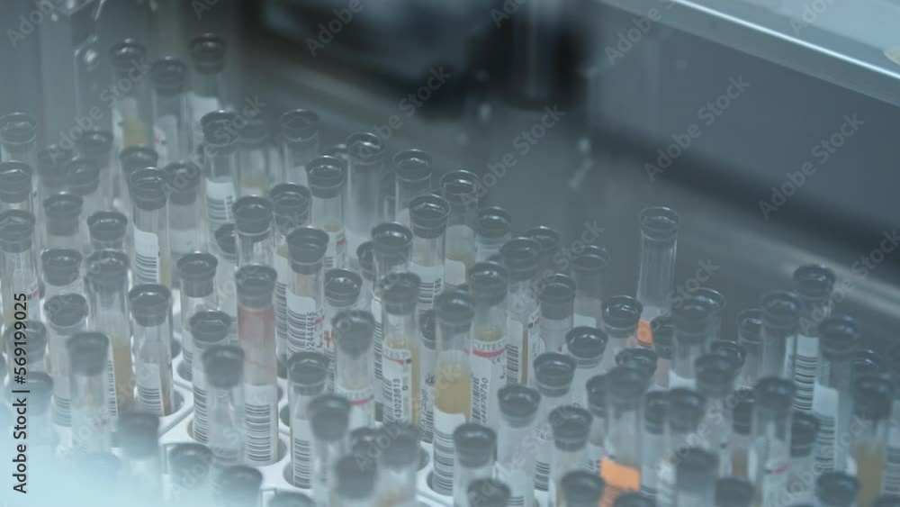 Shot of many test tubes being stored together. Lab concept. Close-up. Medicine concept. High quality 4k footage Shot of many test tubes being stored together. Lab concept. Close-up. Medicine concept. High quality 4k footage