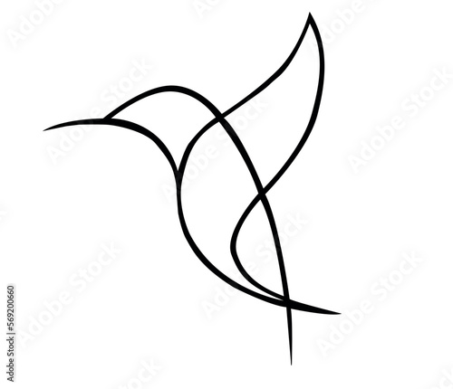 Hummingbird Continuous Line Drawing. Bird Logo Contour Drawing. Single Line Illustration.