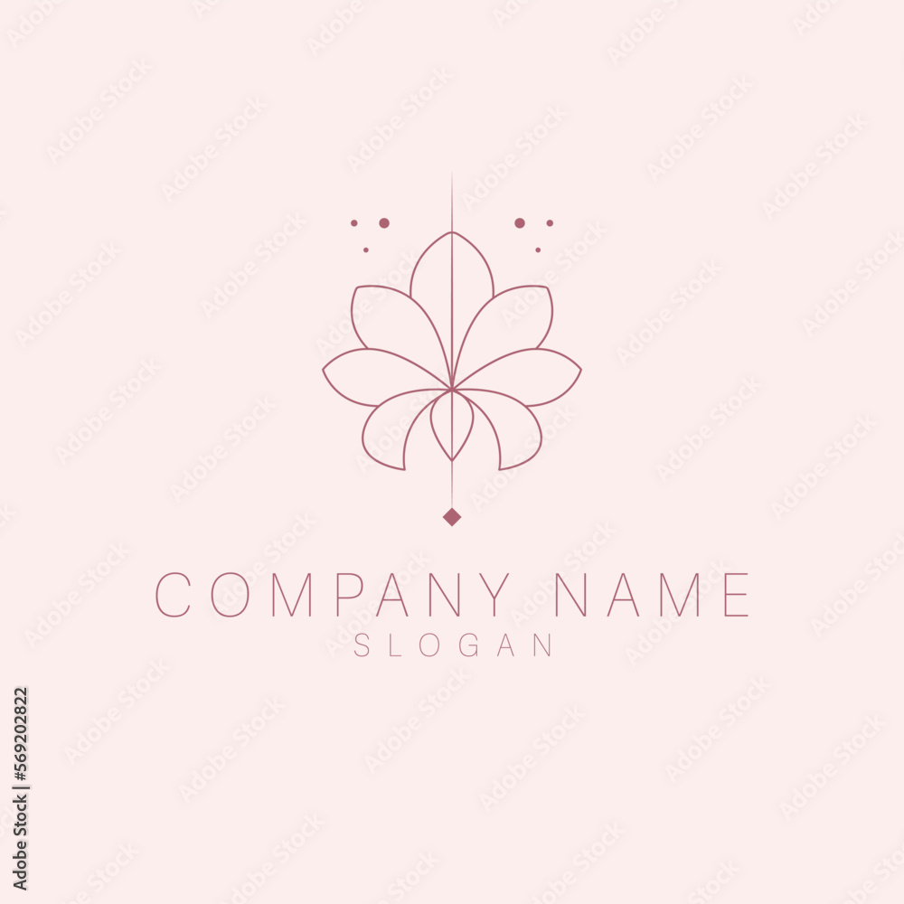 Lotus flower logo design. Line art lotus logotype.