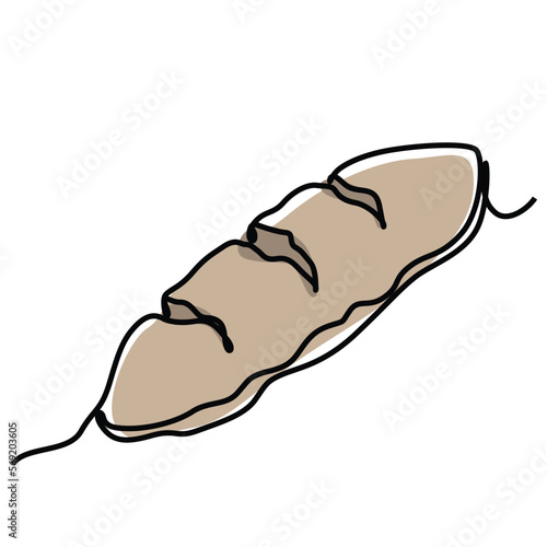 Single continuous line drawing of stylized sweet fresh bake bakery pastry in minimal continuous one line