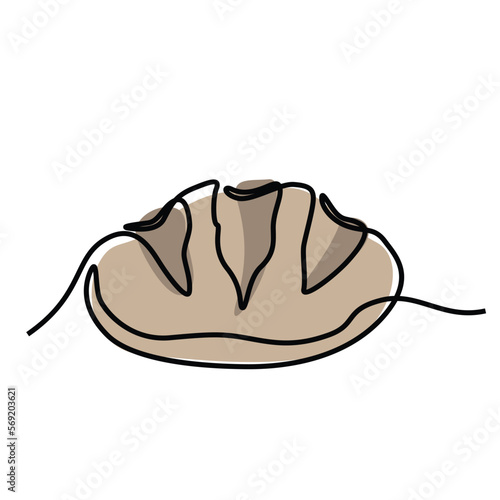 Single continuous line drawing of stylized sweet fresh bake bakery pastry in minimal continuous one line