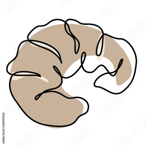 Single continuous line drawing of stylized sweet fresh bake bakery pastry in minimal continuous one line