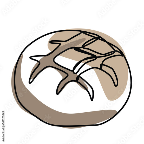 Single continuous line drawing of stylized sweet fresh bake bakery pastry in minimal continuous one line