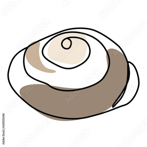 Single continuous line drawing of stylized sweet fresh bake bakery pastry in minimal continuous one line