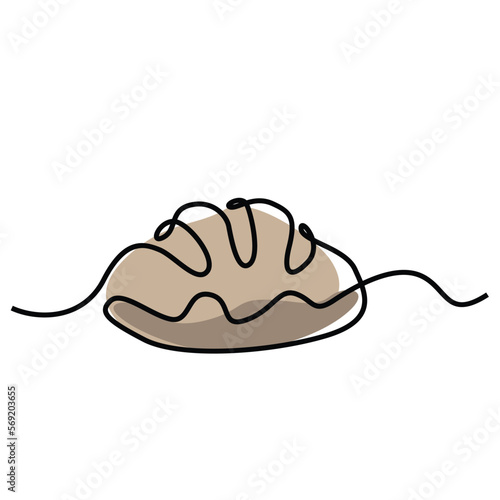 Single continuous line drawing of stylized sweet fresh bake bakery pastry in minimal continuous one line
