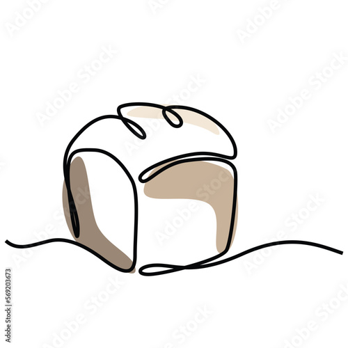 Single continuous line drawing of stylized sweet fresh bake bakery pastry in minimal continuous one line