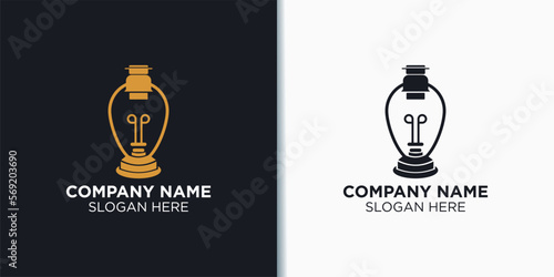 lantern and bulb logo vector, technology logo inspiration