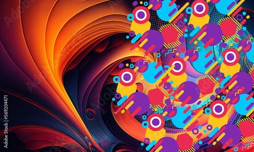 Gradient abstract colorful shapes background with generative AI