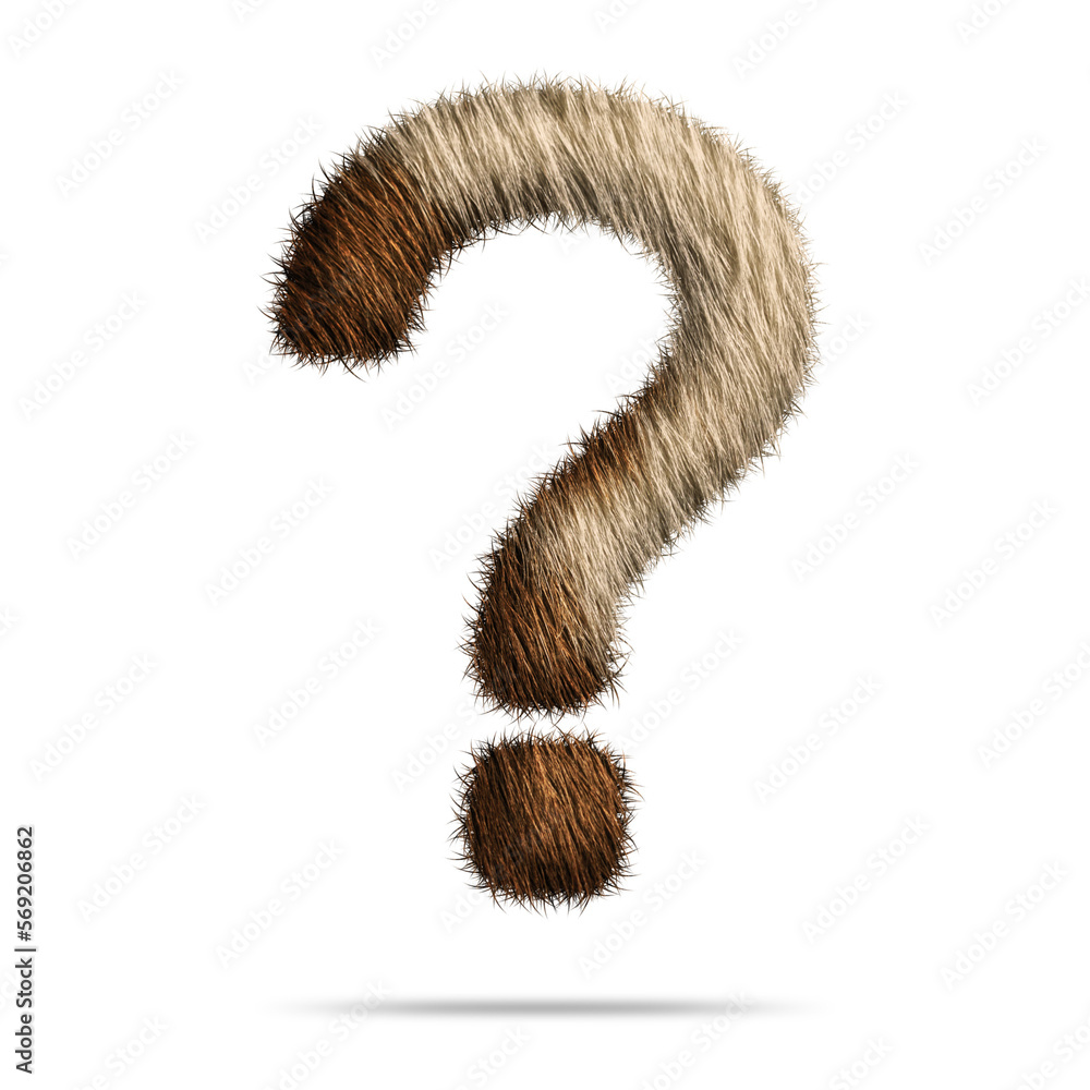 Question mark or icon design with fur texture