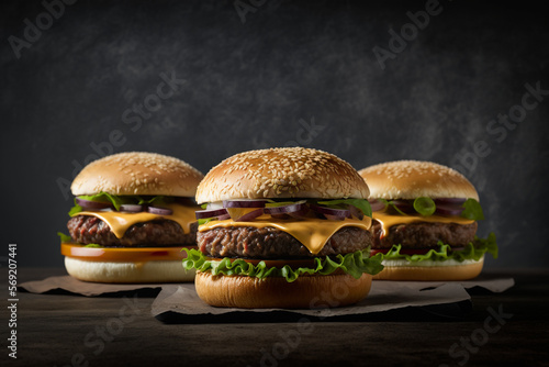 Juicy Beef Burgers on Grilled Bun