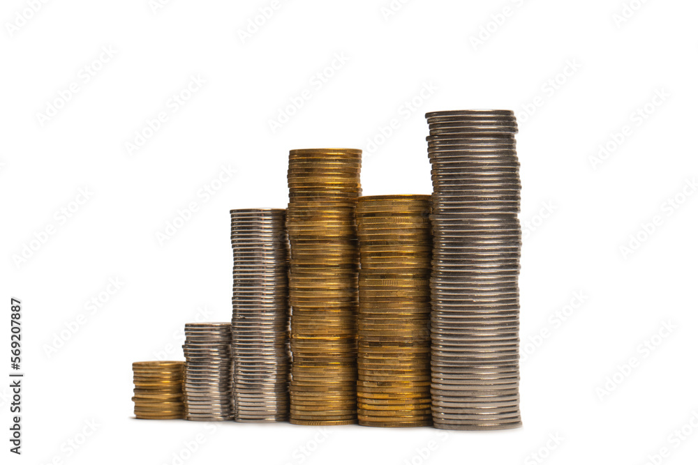 Pile of coins isolated on a white background. Pile of coins isolated on a white background.