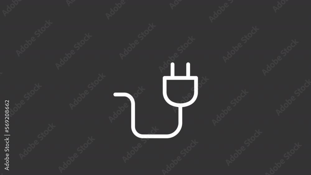 Power Plug Animation Video „Animated plug white line icon. AC power connector. Connection ...