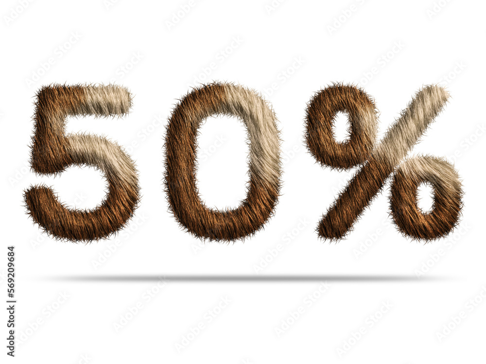 50 percent with brown fur texture for special offer discount sale concept 50 percent with brown fur texture for special offer discount sale concept