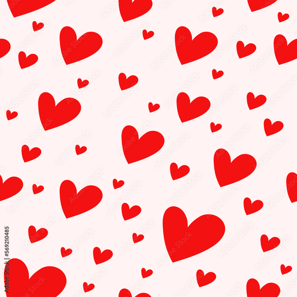 seamless pattern red hearts for Valentine's Day, wedding, holiday. Design for printing on gift paper, postcards, poster and flyers.

